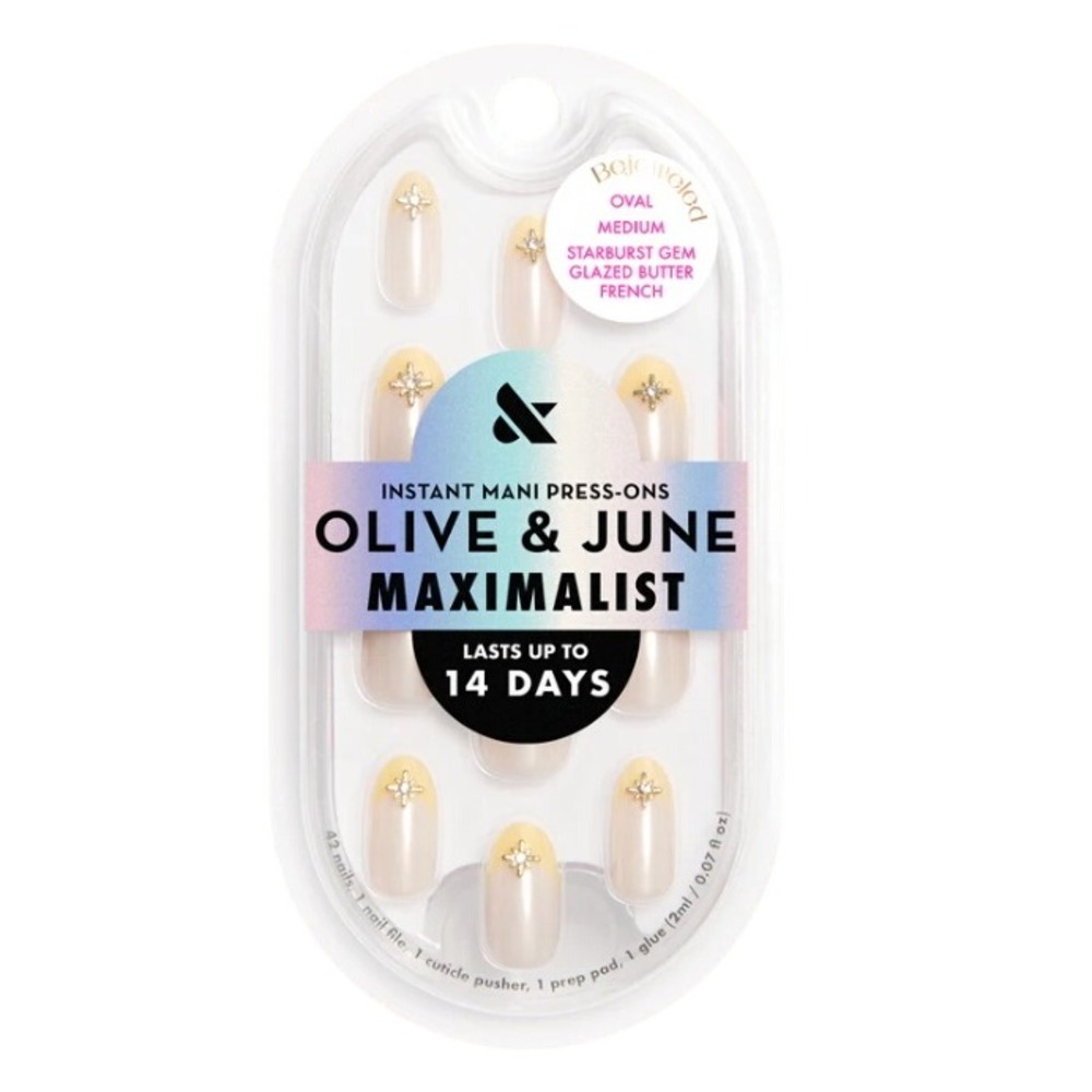 Olive & June Instant Mani PressOn Nails Bejeweled Starburst Glazed Butter French